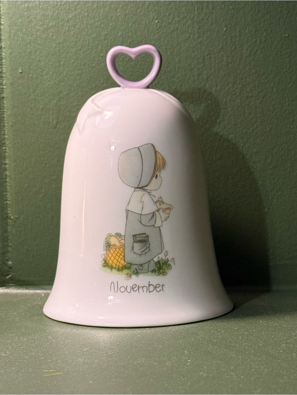 Precious Moments Pink Heart November Porcelain Bell